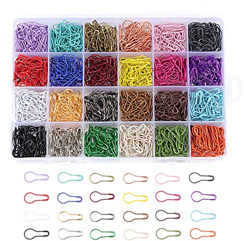 Coolty 1200 Stück Sicherheitsnadeln, Calabash Pin, Birne Pins, Kürbis Pins mit Aufbewahrungsbox für Stricken Maschenmarkierer DIY Fertigkeit Herstellung, 24 Farben
