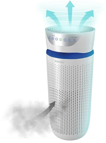 HoMedics Purificateur d’Air Filtres HEPA et Charbon Actif | Assainisseur Portable avec Mode Nuit, Élimine Allergènes, Bactéries, Fumée, Odeurs de Cuisine, d’Animaux, de Moisissures | Grandes pièces