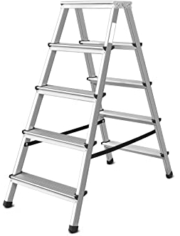VaGo Aluleiter Trittleiter Leiter 5 Stufen zweiseitige Klappleiter Bockleiter