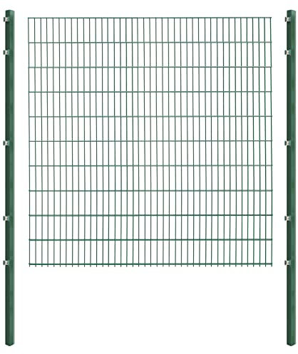 Recinzione a doppia asta, set completo con pali (60 x 40 mm) e materiale di montaggio, diverse lunghezze e altezze, verde o antracite (lunghezza 8 m, altezza 203 cm, verde)