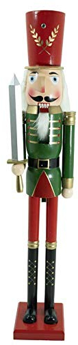 Stilè Schiaccianoci di Natale Soldato di Legno, 120cm di Altezza, Statuetta Nutcracker Soldier da Collezione, Dipinto A Mano, su Base, Regalo Decorazione