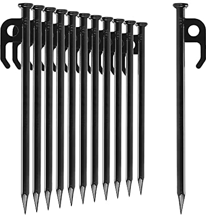 com-four® 12x Zelt-Heringe aus Stahl - Lange und robuste Erdnägel für Camping und Outdoor - ideal für normalen und harten Boden - 20cm