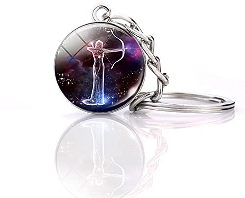 JWPavilion Sternzeichen 12 Sternbilder Charm Leuchtende Kristallkugel Anhänger Schlüsselanhänger, Schütze, One Size