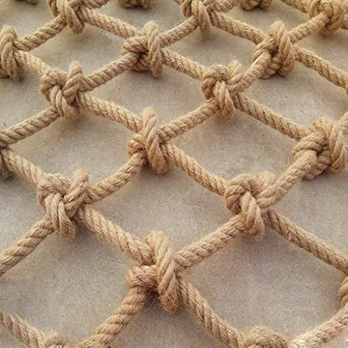 QVIVI Sicherheitsnetz Hanfseilnetz Spielplatz Hof Kletternetz, Kinder Haustier Balkon Treppe Hochbett Absturzsicherung Seilnetz 1x3m