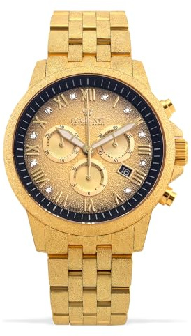 LOUIS XVI Aramis Frosted 1080 - Ø 43 mm - Herren Uhr - Wasserdicht - Uhr mit Saphirglas - Armband Gold - Zifferblatt Gold - Schweizer Quarzwerk