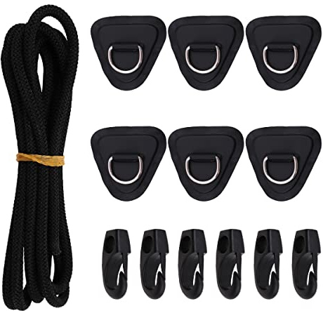 Tiardey 6-delad Triangle Heavy Duty SUP Bungee Deck Rigging Kit, för Stand Up Paddleboard, PVC gummibåt, kajak, kanotdäck – blå