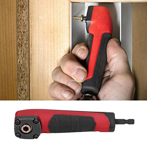 Winkelbohrmaschinen-Rechtwinkliger Bohradapter, 90 Grad winkelaufsatz für akkuschrauber, Schlagschrauber Bohradapter, Rotes Multifunktionales Schlagbohrer Verlängerungszubehör