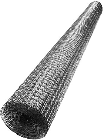 Galvanised Welded Chicken Wire Mesh Roll, Strong Netting for Rabbit Aviary Fence, 5 Metre Rolls (1/2 Square 5 Metre x 1200mm Roll)