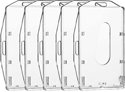 Zweiseitiger Horizontaler und Vertikaler Ausweishalter 5 Stück, Transparente Ausweishülle Ausweishalter Kartenhalter oder Namenschilder für Lanyards, Ausweiskartenhalter für Büro Schule