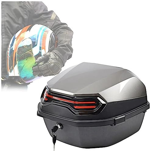 Large Capacity Motorcycle Top Cases, 35L Scooter Storage Tail Box ABS+PP Hard Shell Plastic Bag Universal With Lock For 2 Helmets Storage Trunk Rear Case For Motorbike Moped