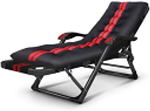 Leichte FGVDJ leichte klappbare Liegestühle, breitere Armlehne, Sonnenliege, Übergröße, XL, verstellbare Liege, Gartenmöbel, Terrasse, Liegestühle, Relaxer, Wattepad-Kissen, 200 kg in Schwarz Present