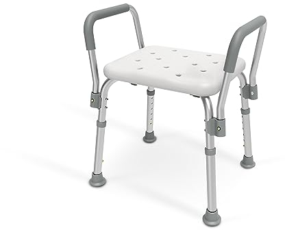 EMKE Duschstuhl für Senioren Duschhocker mit Armlehnen Höhenverstellbar Duschhocker für Senioren Shower Chair Duschsitz Duschstühle Duschsessel Badewannensitz Senioren Badehocker 136 kg