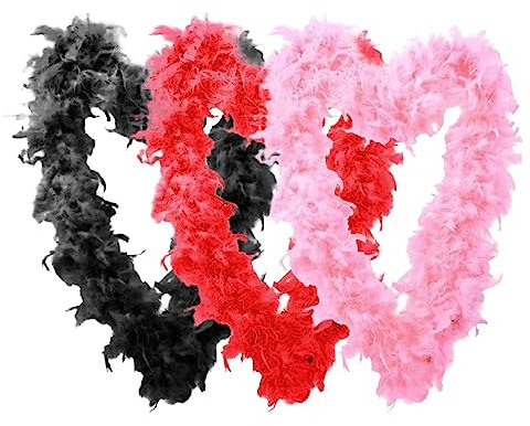 PW TOOLS Rosa Federboa, Bunte Federboas, Flauschige Federboa, 6,6 Fuß Federboa für Frauen zu Tanzen, Hochzeit, Cosplay, Halloween