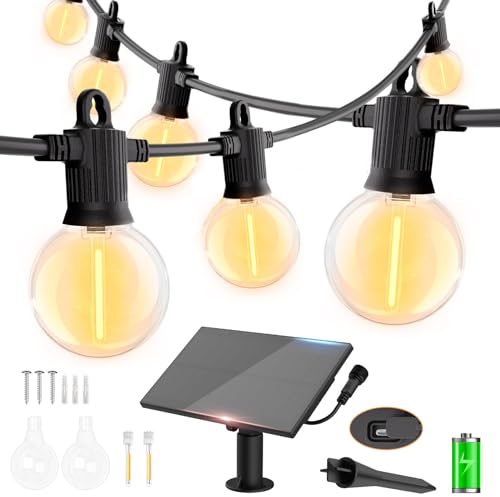 ZOTOYI Solar Guirnaldas de Luces Exterior, 30M LED Cadena de Luz con 50+2 Inastillable Bombillas, IP65 Impermeable Solar Guirnaldas Luminosas Exterior y Interior Deco para Jardín Terraza Patio Fiesta