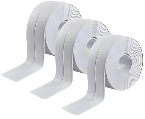 AGSYFFD ​2 Rollen Selbstklebendes Dichtungsband Wasserdicht 38cm x 3.2m - für Küche, Badezimmer, Dusche & Wandecken | Verhindert Feuchtigkeit & Schimmelbildung | Grau PVC-Klebeband