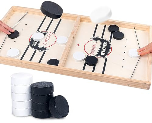 Juego de Hockey de Escritorio, Fast Sling Puck Juego Adecuado, Juego de Rebote Rápido de Doble Combate, Juego de Mesa de Ajedrez Portátil