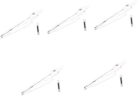 NUOBESTY 5 Sätze Zirkel the office büroradio s art Zeichnen Werkzeug technisches zeichnen unst Zeichenwerkzeug-Kit Kompasse Geometrie runden Lehrmittel Kompass-Set Suite Student Metall Weiß