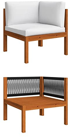 Rantry Garten-Ecksofa mit Auflagen Massivholz Akazie Modular Ecksofa Gartensofa Sofa Lounge Gartenmöbel Einzelsofa Loungesofa Möbel Sessel Ecksessel Garten