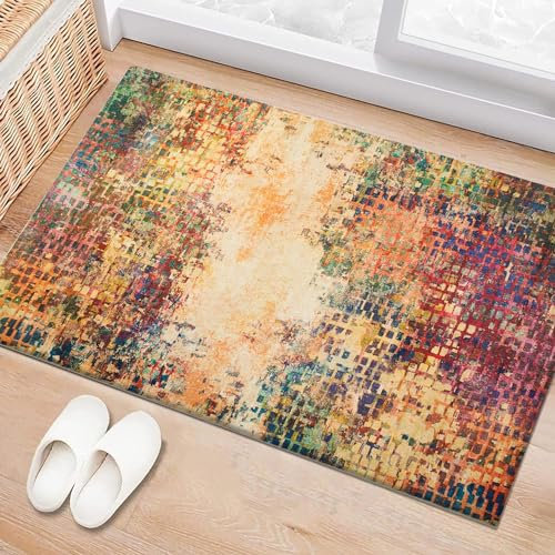 BedLooms Washable Door Mats Indoor & Outdoor - Non-Slippery Heavy Duty Front Door Mat - Stylish & Perfect Dust Grabbing Doormats - Super Absorbent Entrance Mat (Vibrant, 40cm x 60cm)