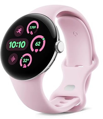 Google Pixel Watch 3 (41 mm) – Android smartwatch with heart rate tracking, advanced running from Fitbit, fitness insights, 24-hour battery – Polished Silver Aluminium Case – Rose Quartz band – LTE