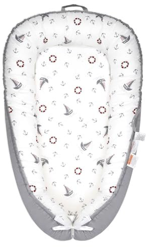 SENTASI Babynest Nestchen Baby,100% Baumwolle Babynestchen Babynest Neugeborene Geschenk Nestchen Reisebett für Babys und Säuglinge (Boot)