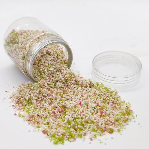 SEABABOO Miniatur Scenics Blätter 120Ml Realistische Miniatur Blätter In Dosen Landschaft Static Grass Powder Modell für DIY Eisenbahn Diorama Streugras Wiese Landschaftslayout (Rosa)