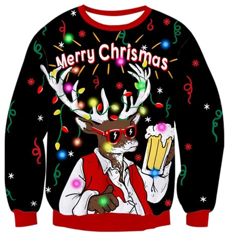 Dancinova jultröja, LED, rolig jultröja för herrar, stickad damtröja, ful jultröja, jultröja, tröja S-2XL, XXL