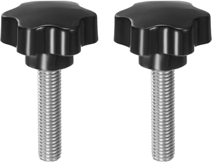 QUARKZMAN 2 Stück Rändelschrauben mit Sterngriff M12 x 50mm x 46mm Sterngriffschraube Kunststoff Knopf Edelstahl 304 Gewindebolzen Klemmschraube Sterngriffmutter Klemmknopf für Maschine
