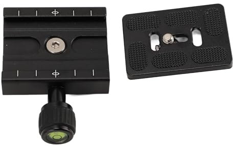 Srliya Tripod QR Plate Clamp Tripod Quick Release Plate Clamp 3/8 Inch Thread QR Clamp and 60mm Plate with Bubble Level for Camera Mount