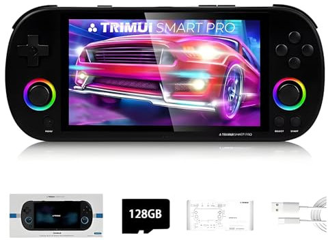 TRIMUI Smart Pro Console de jeu portable, 128 Go, carte TF, avec 12,700 jeux, écran IPS de 4,96 pouces, Linux A133P, rétro, arcade, jeu vidéo, émulateur, cadeau pour adultes et enfants