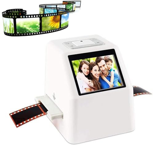 CASEGO Scanner per pellicole e Diapositive, archiviazione su Scheda SD da 32 GB, Schermo LCD da 2,36 Pollici, convertitore di pellicole per Diapositive da 35 mm/135 mm, Supporta