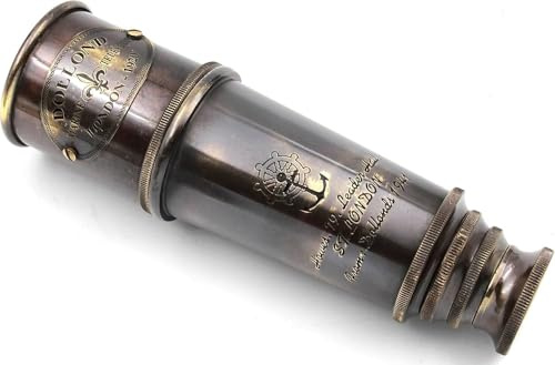 Piraten-Messing-Teleskop, Spyglass, zusammenklappbar, Monokular, dekoratives Teleskop, funktionierendes antikes Spyglass-Teleskop Geschenk mit Ledertasche, 40,6 cm, Größe 20-facher Zoom