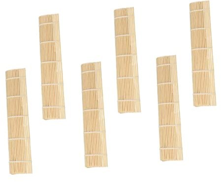 TOPBATHY 6 Stück Sushi Zubereitungsset aus Bambus mit Glatter Oberfläche Sushi Rollen Matte für Heimische Küche