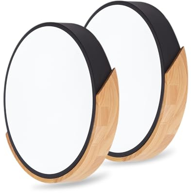 LuFun LED Deckenleuchte 2er Set, 24W Holz Rund Ø30cm, Schwarz, 6000K | Moderne Deckenlampe mit 1440 lm und flachem Design für Wohnzimmer, Schlafzimmer, Küche, Esszimmer, Flur und Büro