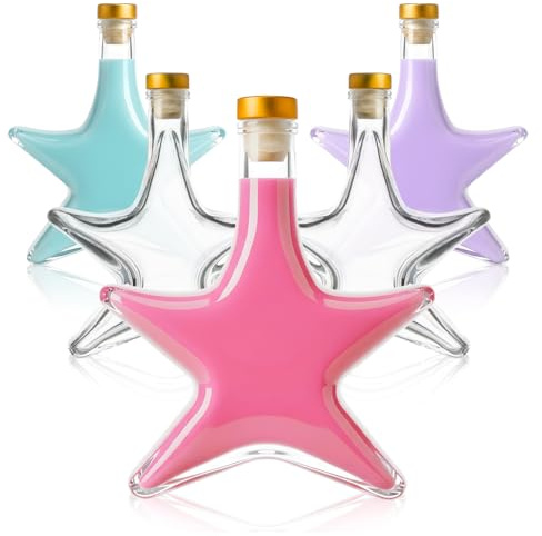 SUPERBUTELKI.PL Bottiglie di vetro albero di Natale 200 ml - 5 pezzi - Bottiglie vuote di vetro con tappo di sughero da riempire per liquori, tinture, sciroppi o regali (Star 500 ml x 5 pieces)