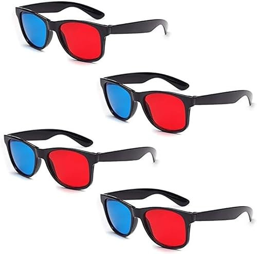4Pcs Red and Blue 3D Glasses Universal TV Movie Dimensional Video Frame 3D Glasses DVD Game Glass 3D Style Glasses for 3D Movies Games,Light Simple Design,3D Viewing Glasses for Movies and Games