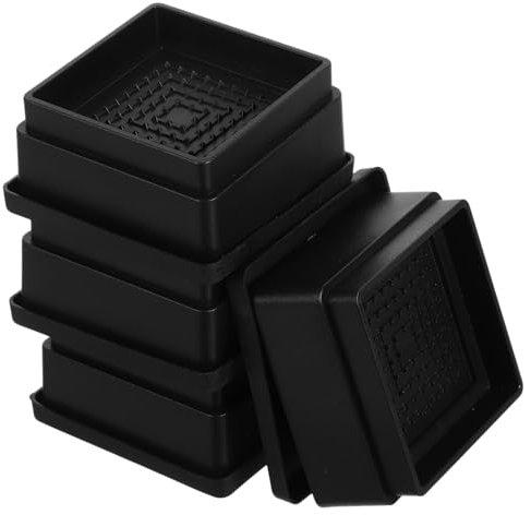 HOUDERCO 4pcs Bed Lift Furniture Riser Blocks Square Stackable Rubber Non Slip Chair Leg Height Extenders for Couch Bed Table Leg Adjustment