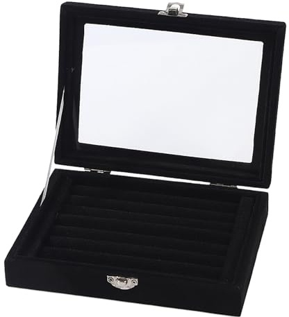 Werownsgso Jewelry Storage Box 22x15x5cm Cufflink Box With Sponge Strip Display Box 9-Grid Ring Display Stand Cufflink For Jewelry Earrings Necklace Ring Storage Suitable For Ladies And Girls