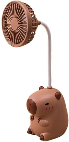 Lpitoy Cute Capybara Small Table Fan with Pencil Sharpener, 2 in 1 Small Fan and Manual Pencil Sharpener for Kids Boys Girls Women