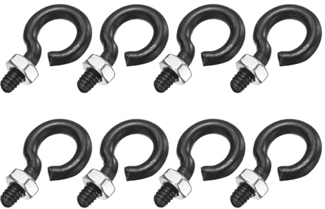sourcing map 8 Pack Eye Bolts, M4 x 10mm 304 Stainless Steel Threaded EyeBolt Black Eye Hooks with Nut for Hanging or Securing Cables