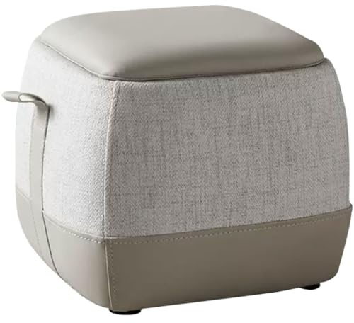 Sgabello compatto grigio con contenitore - Elegante pouf quadrato per soggiorno e cucina Sgabello basso portatile con maniglia Soluzione ideale per l'estremità del letto