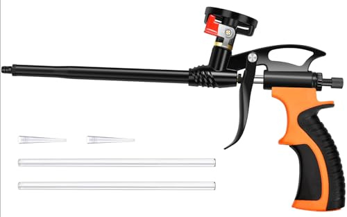Pistola per Schiuma Poliuretanica, Pistola schiuma PU da costruzione con rivestimento in teflon, foam gun con punta in rame resistente e valvola, facile da pulire per sigillare, riempire e isolare