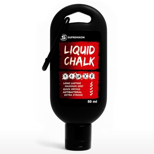 SUPREMIKON Magnésie Liquide – Liquid Chalk à séchage Rapide pour Escalade, Bloc, Musculation, Calisthenics & Fitness – Adhérence maximale, Grip Extra Fort (50 ML)