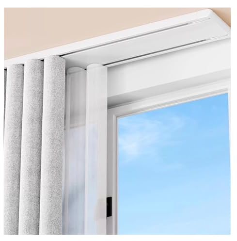 Curtain Double Tracks Aluminium Ceiling Mounted Curtain Rail Room Divider Curtain Track Rail For Living Room Bedroom With 20 Silent Pulley/m(White,300cm)