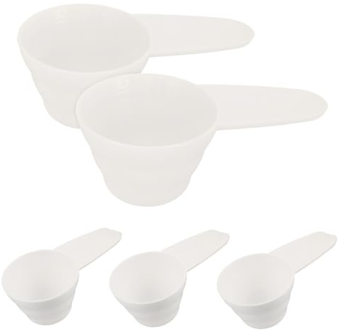 Alipis 5 Pezzi Dosatori in per Caffè e Spezie da Cucina con Manico Corto Ergonomico Misurini per da Forno Latte e Cereali Colore Bianco