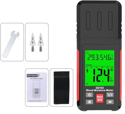 Igrometro, Misuratore di umidità digitale for legno, tester di umidità, igrometro, rilevatore di umidità del legno, display LCD