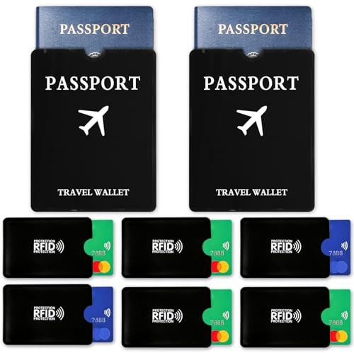 Liuliushun 6 RFID Blocker Kartenhüllen & 2 Reisepasshüllen, EC Karten Schutzhülle, Kreditkarten Schutzhülle, RFID-Blocker NFC Schutzhüllen für Kreditkarte Bankkarten Bank Karte