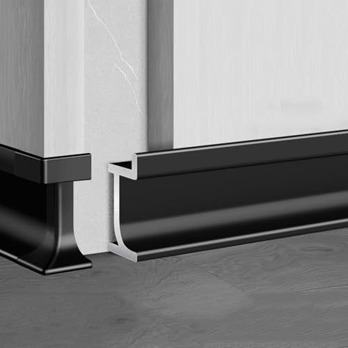 Metal Baseboard Trim, 125cm*4pcs Aluminum Wall Base Board Cover Cove Molding Skirting Trim for Laundry Room/Hotel Corridor, Easy to Install & Clean(Elegant Black,30mm)