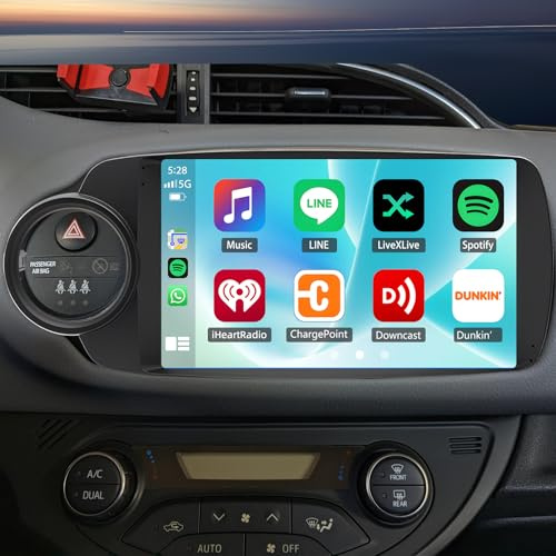 2+32G Android 14 Autoradio per Toyota Yaris 2012-2017, 9 pollici Touchscreen Lettore Ricevitore Multimediale Digitale con Carplay Android Auto navigazione GPS WiFi Bluetooth FM RDS Mirror Link