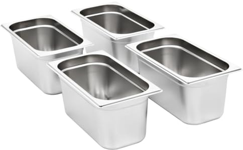Generico Contenitori Gastronorm 4 pz GN 1/3 150 mm in Acciaio Inox,Vaschette per scaldavivande a Vapore